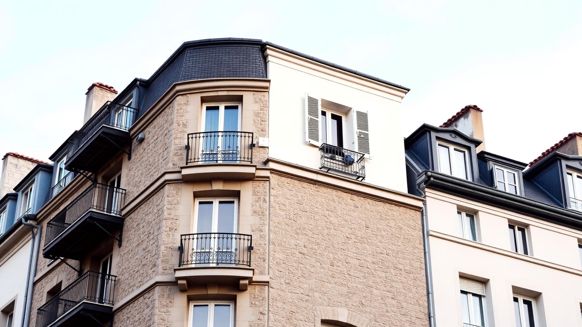 Façade d'immeuble résidentiel en pierre